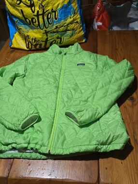 Patagonia Kids Lime Green Quilted Puffer Jacket Sz Xxl